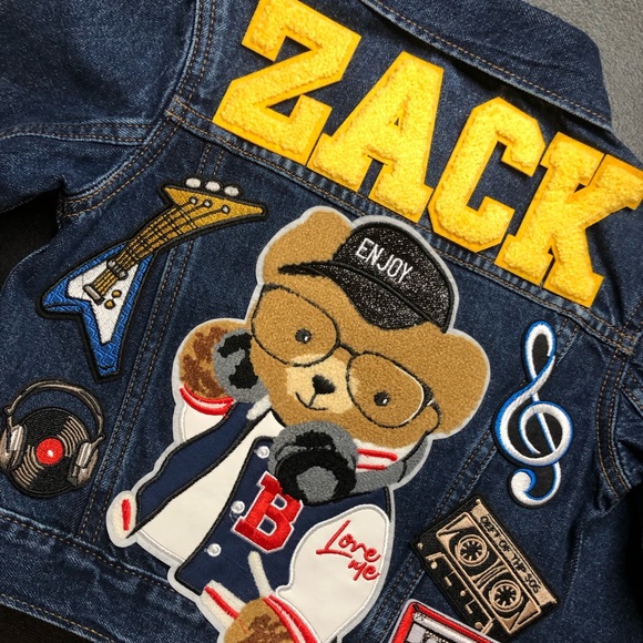 Amazing Boys “I ❤️ Music” Denim Jacket designed by STORY PATCH’D! PERSONALIZE! - Picture 3 of 9